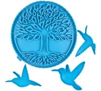 Ciieeo Stampo in Silicone Blu per Decorazioni da Parete a Forma di Albero e Colibrì, Pratico e Sicuro, per Fai da Te e Creazioni Artigianali