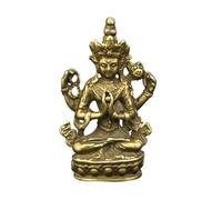 Ciieeo Statua di Buddha Avalokitesvara in ottone cinese, ornamento dorato antico per casa e ufficio, dorato 5,5 x 3,5 x 1,4 cm