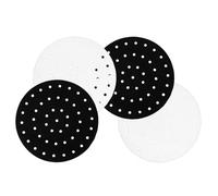 Ciieeo Tappetini in Silicone Riutilizzabili Resistenti al Calore per Friggitrice ad Aria e Vaporiera, Set da 4 Pezzi (nero e Bianco, 19,5 Cm), Accessori Cucina per Cottura Uniforme