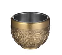 Ciieeo Tazza da tè cinese in rame con drago: tazza da tè vintage Kung Fu - tazze tradizionali in rilievo - set da degustazione per l'arredamento della sala da
