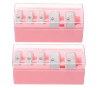 Ciieeo Temperamatite Manuale per Eyeliner e Sopracciglia a 5 Fori con Coperchio in Plastica, Set da 2 Pezzi Rosa, Temperino di Precisione per Matite Labbra e Trucco, Compatto e Adatto