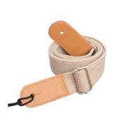 Ciieeo Tracolla per Ukulele e Chitarra in Cotone e Vera Pelle Beige Cuciture Raffinate e Fissaggio Sicuro per Uso Confortevole e Stabile