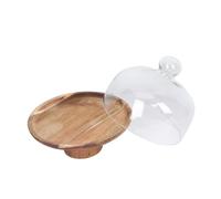 Ciieeo Vassoio per Torte in Legno con Coperchio in Vetro Espositore per Dolci e Pane per Cucina e Soggiorno Porta Dessert e Frutta