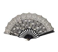 Ciieeo Ventaglio da Mano Pieghevole Vintage in Plastica e Tessuto Nero, Decorativo e Facile da Trasportare, come Decorazione per Matrimoni e Regalo Elegante per Donne