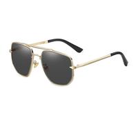 CIKJUK Occhiali da sole da uomo e donna, occhiali da pilota, montatura in metallo, stile retrò, occhiali da aviatore, rettangolari, grandi, per uomini e donne, protezione UV400, oro/nero