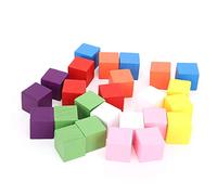 Cikonielf 2 Set Blocchi di Legno Quadrati Cubi di Legno Colorati Bambini Bambino Educazione precoce Giocattolo per Artigianato Creazione di Puzzle matematici e progetti Fai-da-Te(25 Pezzi 25 mm)