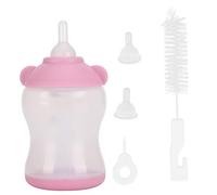 Cikonielf Set di biberon per Animali Domestici Set di biberon in Silicone per Neonati per Allattamento per Gatti Set di alimentatori per Latte con Acqua con Spazzola per la Pulizia(Rosa)