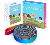 Cikyner Corda per Saltare Cinese, 4 m di Lunghezza 1,5 cm di larghezza Gomma elastica per bambini con Istruzioni per Salto Francese Arcobaleno per Bambini Indoor e Outdoor Giochi, Ideale per Regali