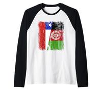 Cile Afghanistan Half Flag Cileno Afghan Heritage Maglia con Maniche Raglan
