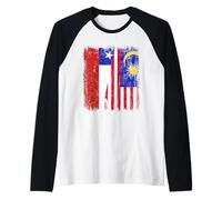Cile Malesia Half Flag Cileno Malese Heritage Jersey Maglia con Maniche Raglan