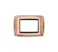 CILIA 1 Pezzo Placca 3 Moduli Acciaio Spazzolato Compatibile Living Int e Supporto 503 Vari 5 Colori Disponibili Adatto per Ristrutturazioni Domestiche e Industriali ecc (oro rosa)