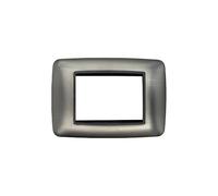 CILIA 1 Pezzo Placca 3 Moduli Acciaio Spazzolato Compatibile Living Int e Supporto 503 Vari 5 Colori Disponibili Adatto per Ristrutturazioni Domestiche e Industriali ecc (grigio)