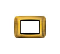 CILIA 1 Pezzo Placca 3 Moduli Acciaio Spazzolato Supporto Compatibile Con Bticino Living International Supporto 503 Vari 5 Colori per supporti LN4703, Ristrutturazioni Domestiche e Industriali (oro)