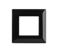 CILIA 2 Moduli Placca Compatibile Con VIMAR PLANA, Placche In Plastica di Alta Qualità Supporto 502 - Nero Lucido