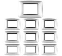CILIA 3 Moduli Placca Compatibile Con Bticino LIVINGLIGHT, Placche In Plastica di Alta Qualità Supporto 503 Vari 11 Colori (Silver, 3 Moduli-10 Pezzi)