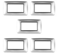 CILIA 4 Moduli Placca Compatibile Con Bticino LIVING INT, Placche In Plastica di Alta Qualità Supporto 504 Vari 11 Colori (Silver, 4 Moduli-5 Pezzi)