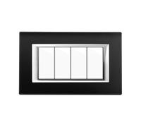 CILIA 4 Moduli Placca Compatibile Con Bticino MATIX, Placche In Plastica di Alta Qualità Supporto 504 Vari 12 Colori (Nero Notte, 4 Moduli-5 Pezzi)