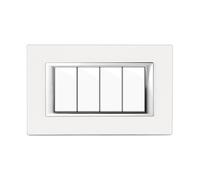 CILIA 4 Moduli Placca Compatibile Con Bticino MATIX, Placche In Plastica di Alta Qualità Supporto 504 Vari 12 Colori (Bianco, 4 Moduli-5 Pezzi)