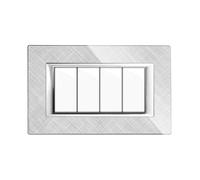 CILIA 4 Moduli Placca Compatibile Con Bticino MATIX, Placche In Plastica di Alta Qualità Supporto 504 Vari 12 Colori (Argento Opaco, 4 Moduli-5 Pezzi)