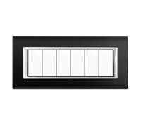 CILIA 6 Moduli Placca Compatibile Con Bticino MATIX, Placche In Plastica di Alta Qualità Supporto 506 Vari 12 Colori (Nero Notte, 6 Moduli-2 Pezzi)