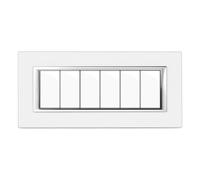 CILIA 6 Moduli Placca Compatibile Con Bticino MATIX, Placche In Plastica di Alta Qualità Supporto 506 Vari 12 Colori (Bianco, 6 Moduli-2 Pezzi)