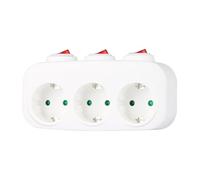 CILIA Adattatore Multipresa 3 in 1 con 3 Interruttori Indipendenti, 16A 250V 3500W, Spina Tripla Salvaspazio, Blocco Adattatore Elettrico Schuko Universale - Bianco 1 Pezzo