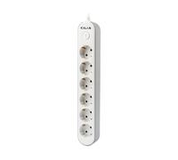 CILIA Ciabatta Elettrica a 6 Prese con Interruttore, Protezione da Sovratensione, Porta Cavetti Nascosto, 3680 W, 250 V, Cavo 1,5 m, Bianco, Salotto, Cucina, Camera da letto