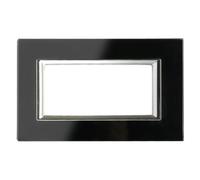 CILIA Placca 4/6 Moduli In Vetro TEMPERATO Compatibile MATIX E Supporto 504 506 Vari 4 Colori Disponibili Adatto per ristrutturazioni domestiche e industriali ecc (Nero, 4 Moduli)