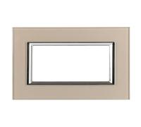 CILIA Placca 4/6 Moduli In Vetro TEMPERATO Compatibile MATIX E Supporto 504 506 Vari 4 Colori Disponibili Adatto per ristrutturazioni domestiche e industriali ecc (Oro Champagne, 4 Moduli)