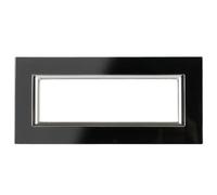CILIA Placca 4/6 Moduli In Vetro TEMPERATO Compatibile MATIX E Supporto 504 506 Vari 4 Colori Disponibili Adatto per ristrutturazioni domestiche e industriali ecc (Nero, 6 Moduli)