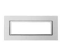 CILIA Placca 4/6 Moduli In Vetro TEMPERATO Compatibile MATIX E Supporto 504 506 Vari 4 Colori Disponibili Adatto per ristrutturazioni domestiche e industriali ecc (Grigio, 6 Moduli)