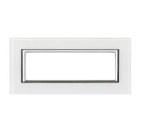 CILIA Placca 4/6 Moduli In Vetro TEMPERATO Compatibile MATIX E Supporto 504 506 Vari 4 Colori Disponibili Adatto per ristrutturazioni domestiche e industriali ecc (Bianco, 6 Moduli)