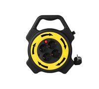 CILIA Prolunga Elettrica 10m con 4 Prese Schuko, Avvolgicavo 3000W, 16A, Protezione Sovraccarico & Termica, Cavo H05VV-F 1.5mm², Con interruttori, Portatili, Nero Giallo
