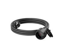 CILIA Prolunga Elettrica 250V/16A 3680W con Spina Schuko 90° Tipo E - Cavo Estensione con Protezione Terra, Sicurezza Antiscossa per Casa/Ufficio (TV, PC, Beamer, Elettrodomestici) (D03-F-Nero, 3m)