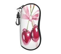 Ciliegie rosse con morbido nastro rosa custodia portatile occhiali da sole luce borsa occhiali da sole caso