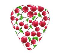 Ciliegie rosse stampate,12 pezzi di plettri per chitarra, 3 plettri di diverso spessore per chitarra acustica, basso, ukulele