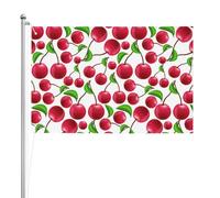 Ciliegie rosse stampate,Bandiera da giardino, bandiera decorativa da cortile, bandiera bifacciale, 2x3 piedi, per esterni e interni