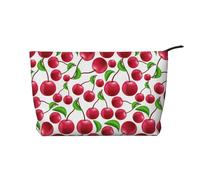 Ciliegie rosse stampate, Borsa per cosmetici in velluto a coste Borsa per il trucco Borsa da viaggio portatile