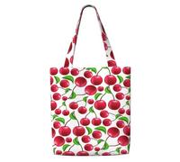 Ciliegie rosse stampate,Borse della spesa riutilizzabili, borse per la spesa, borsa a tracolla in tela di grande capacità