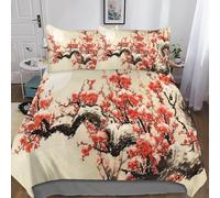 Ciliegio giapponese in fiore 3 Pezzi Microfibra Con Copripiumino Facile Da Curare Copripiumino Set Copripiumino Parure Copripiumino in Matrimoniale Stampe Per Adulti E Ragazzi Double（200x200cm）