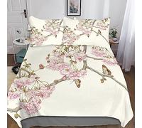 Ciliegio giapponese in fiore Microfibra Copripiumino,3D Set Di Biancheria Da Letto Per 3 Pezzi Copripiumino,incluso Copripiumino E Federe,per Adulti E Ragazzi Bedding Con Lampo King（220x240cm）