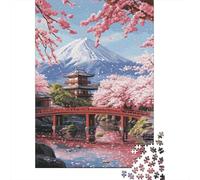 Ciliegio in fiore sul Monte Fuji Puzzle in Legno 1000 Pezzi Adulto Decorazione Interna Unica Per Gioco Familiare Regalo Per Amore E Amico Divertimento Gioco Stress Relief 1000pcs (75x50cm)