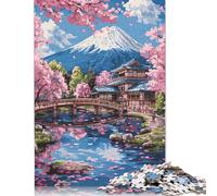 Ciliegio in fiore sul Monte Fuji Puzzle in Legnos 500 Pezzi Per Adulti Regalo Per Amore E Amico Gioco Education Per Gioco Familiare Decorazione Interna Unica Stress Relief 500pcs (52x38cm)