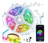 CILIENG Smart Striscia LED 5M, IP65 Impermeabile Strisce LED RGB, 16 Milioni di Colori Luce LED Colorate Controllato da telecomando e APP, Cambia Colore con la Musica, per Casa, Bar, Festa