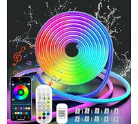 CILIENG Striscia LED neon 5 m, IP65, impermeabile, con telecomando e app, 16 milioni di colori che cambiano colore al neon, per decorazione di interni ed esterni, sincronizzazione con musica