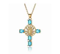 CILILI Madonna Maria, collana con croce per ragazze e donne, placcata in oro 18 carati, protezione della fortuna, regalo ispiratore per mamma, moglie, figlia, Zirconia cubica