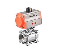 Cilindro a doppio effetto in acciaio inossidabile 304 a tre pezzi con valvola a sfera pneumatica ad alta piattaforma DN100 Resistente alle alte temperature