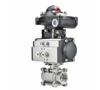 Cilindro a doppio effetto in acciaio inossidabile 304 con valvola a sfera pneumatica a piattaforma alta in tre pezzi da 1/2" con interruttore di segnale
