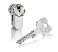Cilindro a pomolo assym. con pomello interno, 5 perni in ottone nichelato opaco, funzione di emergenza e pericolo, cilindro profilato di alta qualità per porte di casa e porte di appartamento, modello