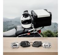Cilindro di blocco per bauletto per moto, con 2 chiavi, accessorio di ricambio per bagagliaio, in metallo, compatibile con la maggior parte delle moto, nero e argento